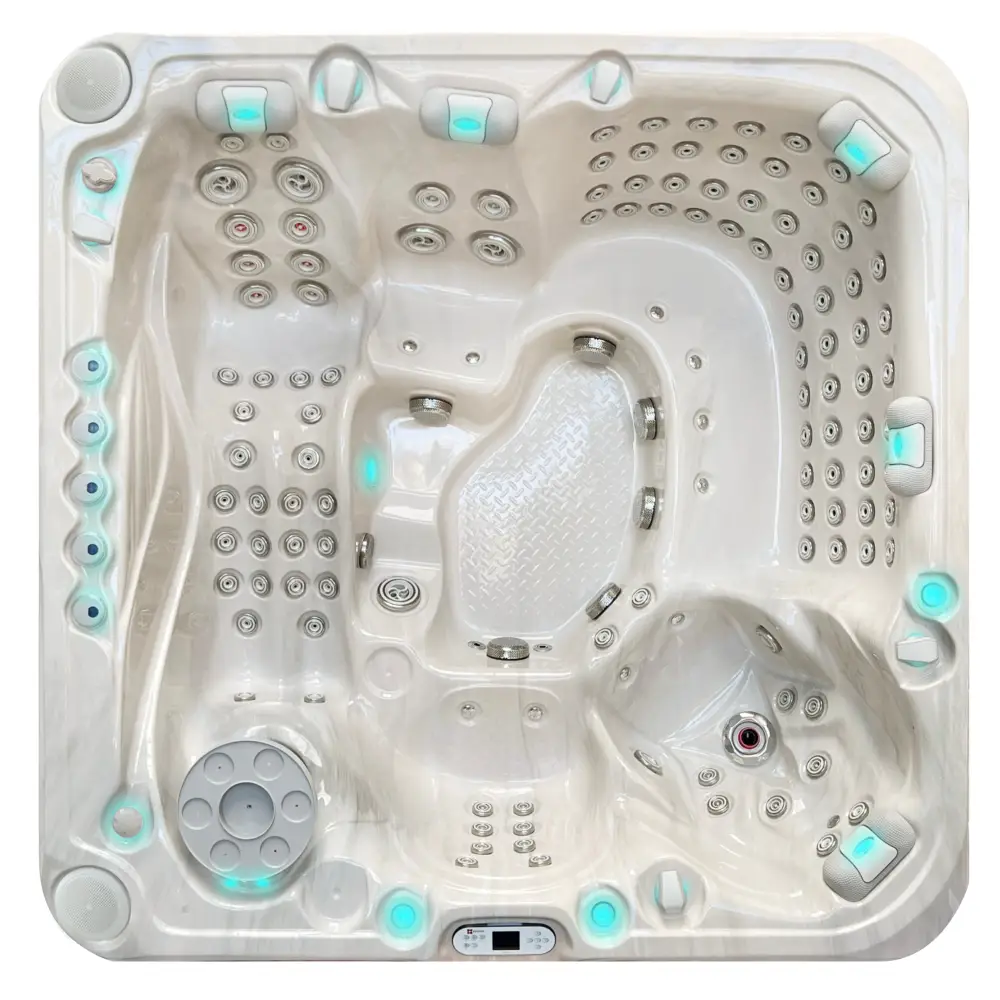 PassionSpa Exhilarate Mighty Wave Spabad i beige med blå LED och jetmunstycken